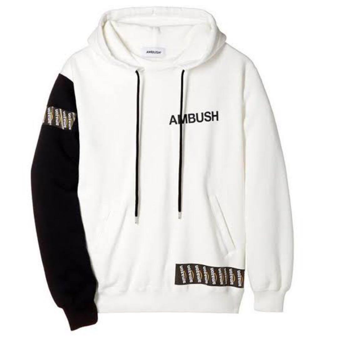 AMBUSH フード付きパーカー ホワイト/ブラック