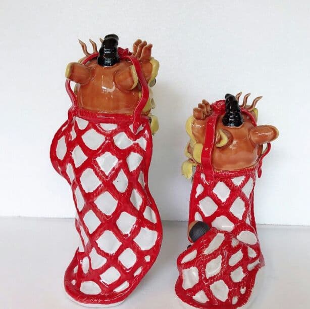 最大80%オフ! 陶器工芸家の装飾品はライオンの黄飛鸿一対を飾ります