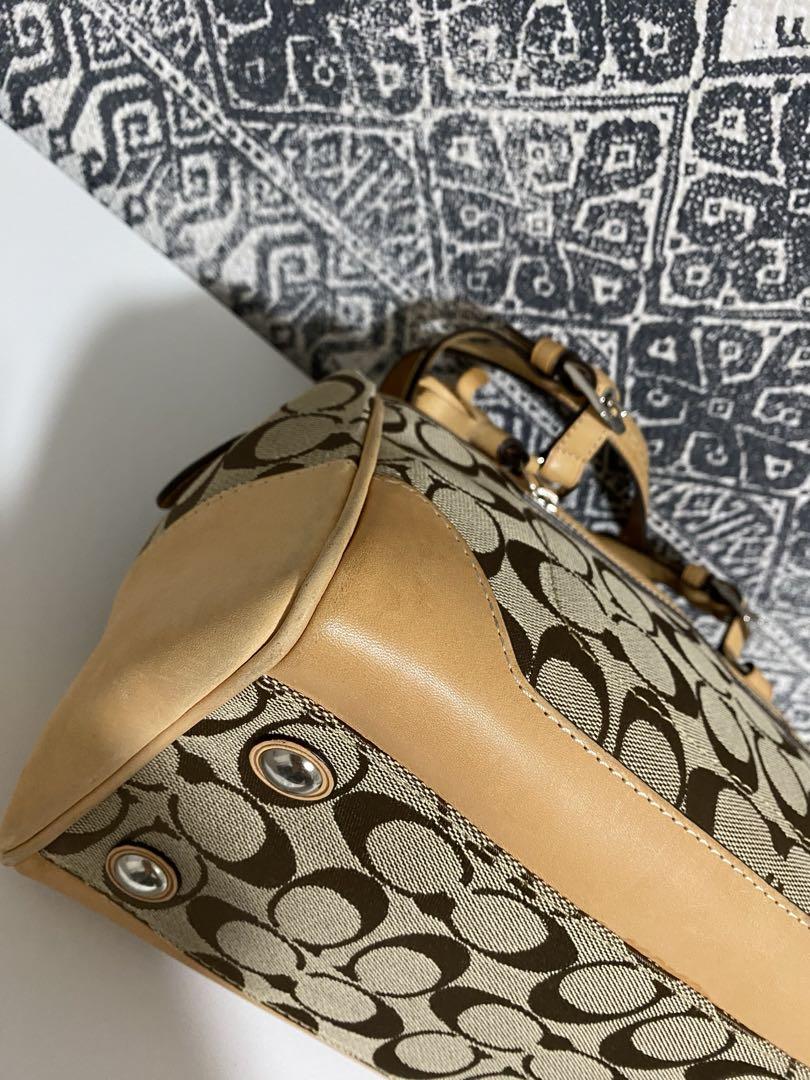 【美品】COACH コーチ シグネチャー ハンドバッグ トートバッグ ブラウン