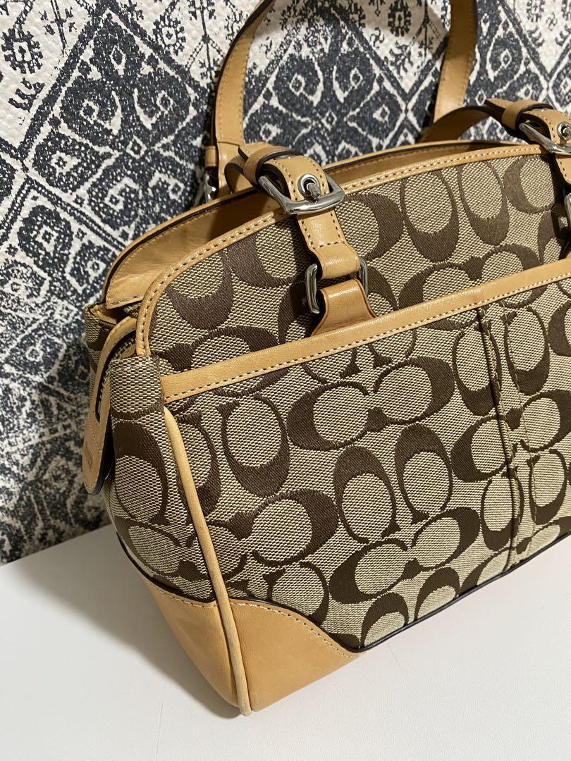 【美品】COACH コーチ シグネチャー ハンドバッグ トートバッグ ブラウン