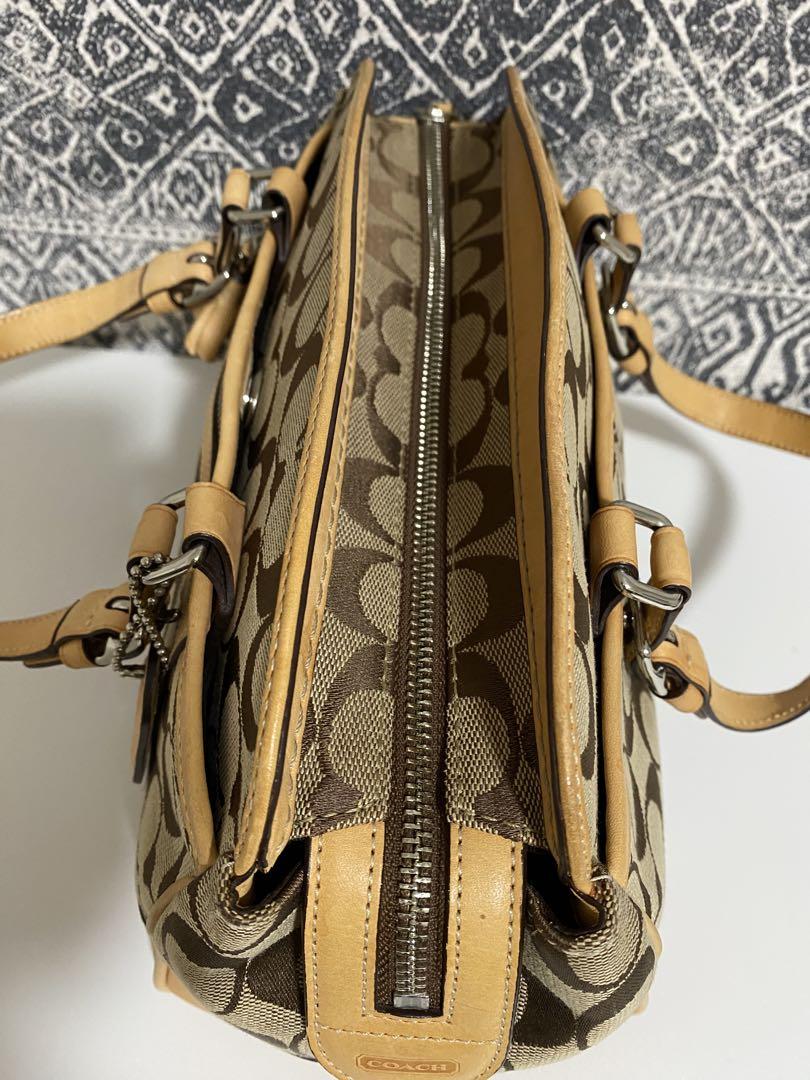 【美品】COACH コーチ シグネチャー ハンドバッグ トートバッグ ブラウン