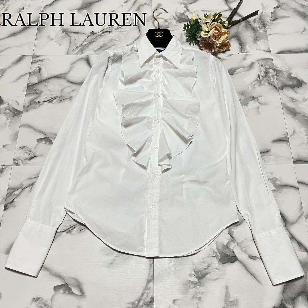 【美品】ラルフローレン　フリルシャツ　ブラウス　ホワイト　6 L