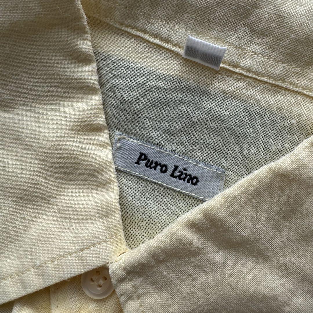 80s 90s Puro Lino linen shirt yellow