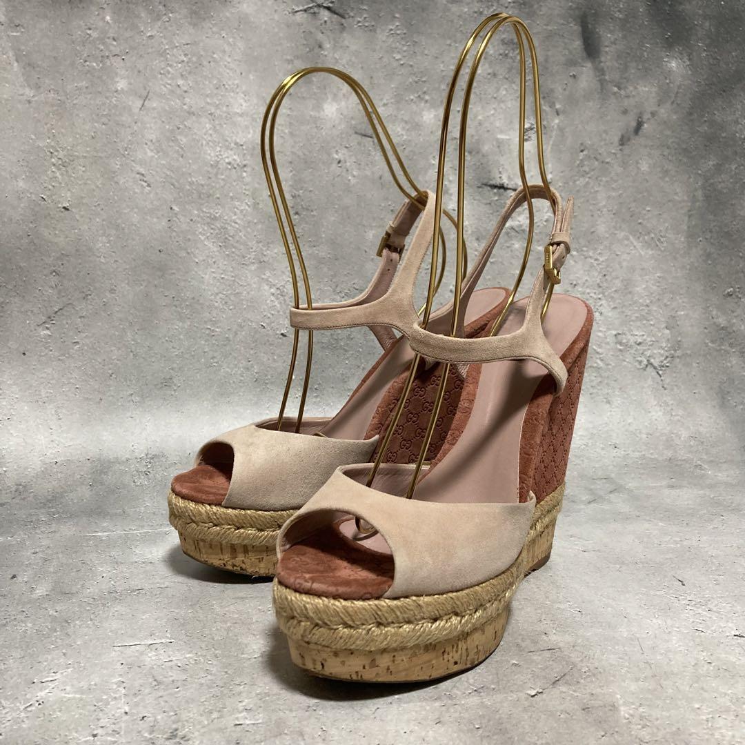 グッチ　GUCCI (37 1/2) サンダル　ウエッジソール　エスパド　gg柄