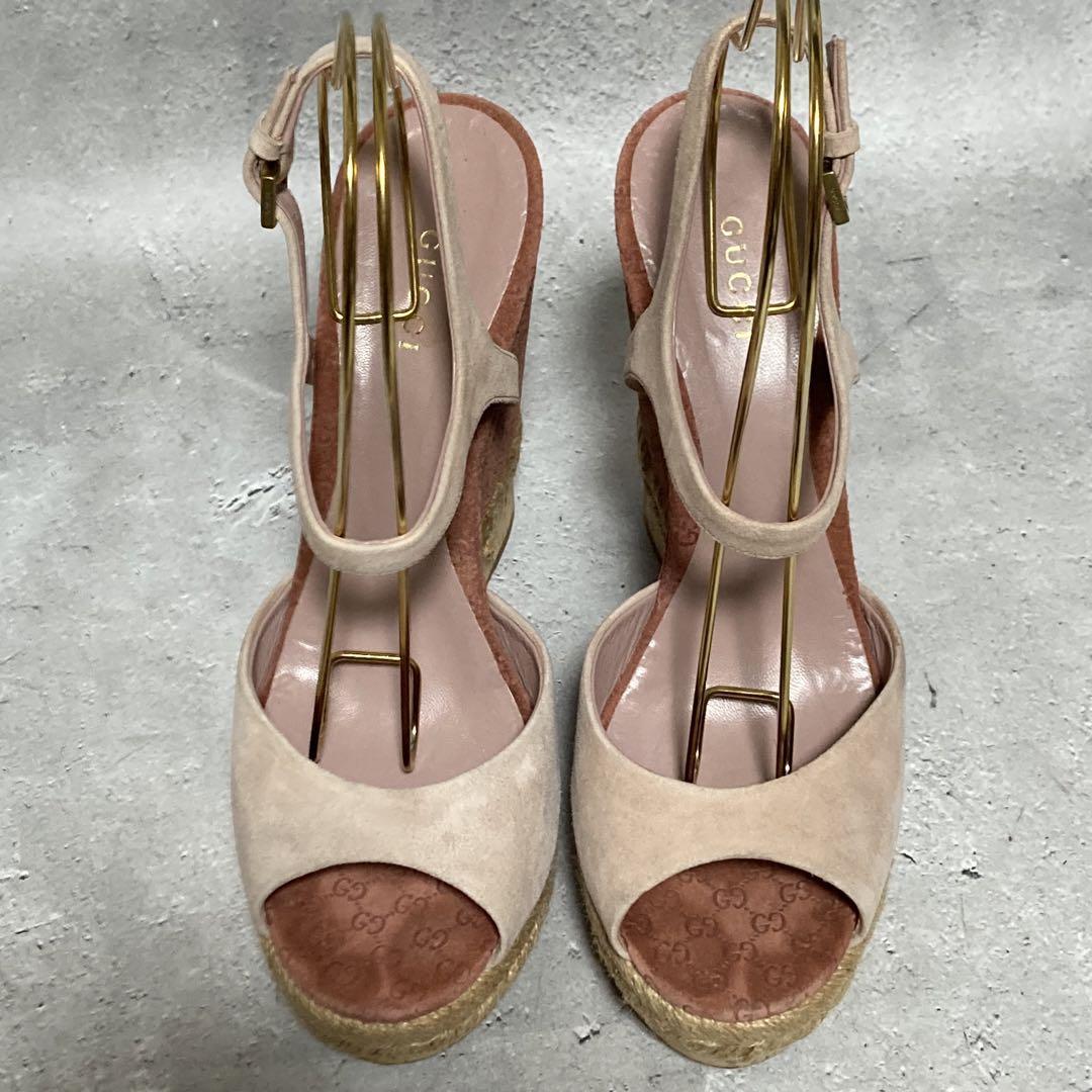 【新作入荷!!】  GUCCI グッチ (37 gg柄 エスパド ウエッジソール サンダル 1/2) 靴