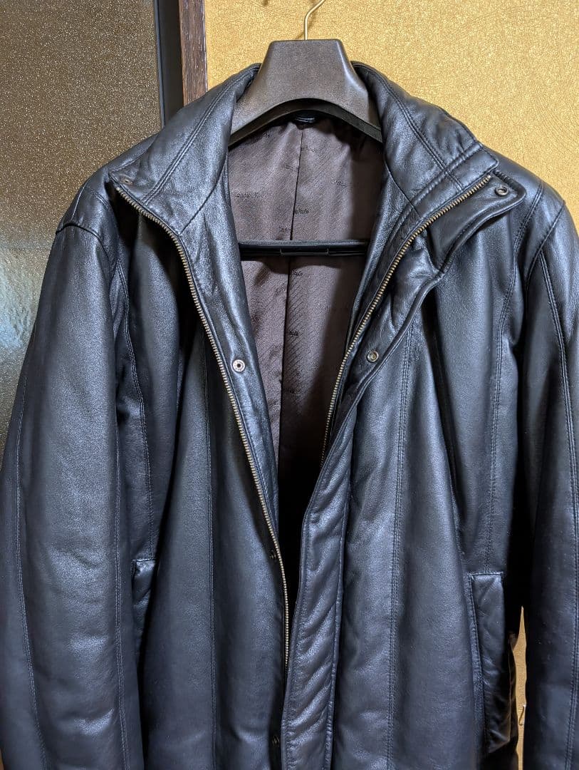 ラムレザー ダウンコート LL相当|軽量 本革 ブラック 防寒 ラムレザー ダウンコート LL相当|軽量 本革 ブラック 防寒