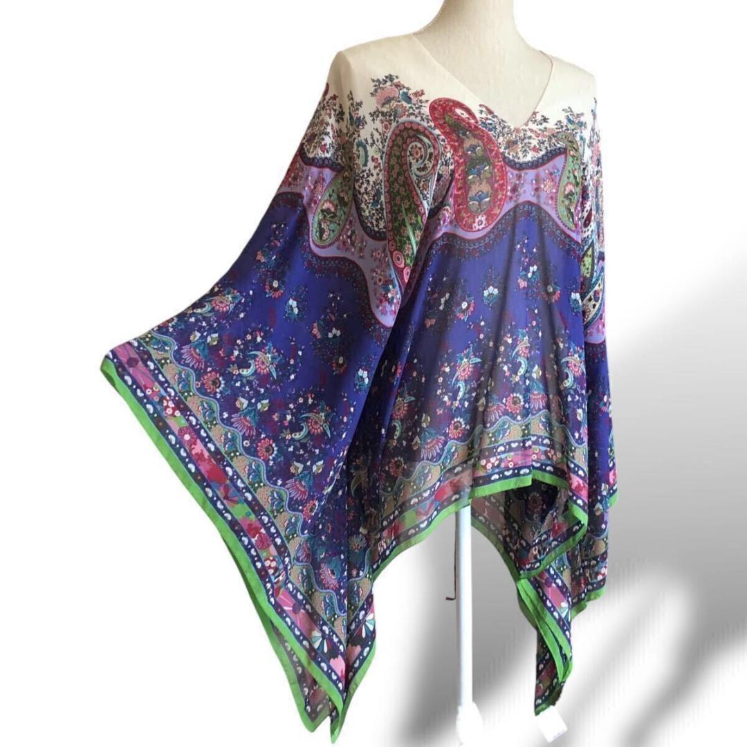美品⭐️ETRO エトロ シルクペイズリー柄 ポンチョ ブラウス トップス