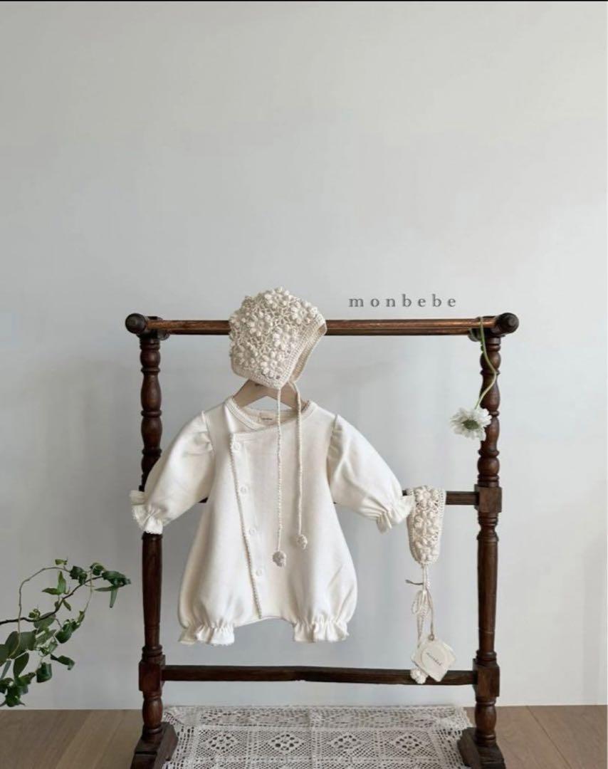 24時間限定【セット販売・超美品】monbebe グローリーロンパース&ボンネッ