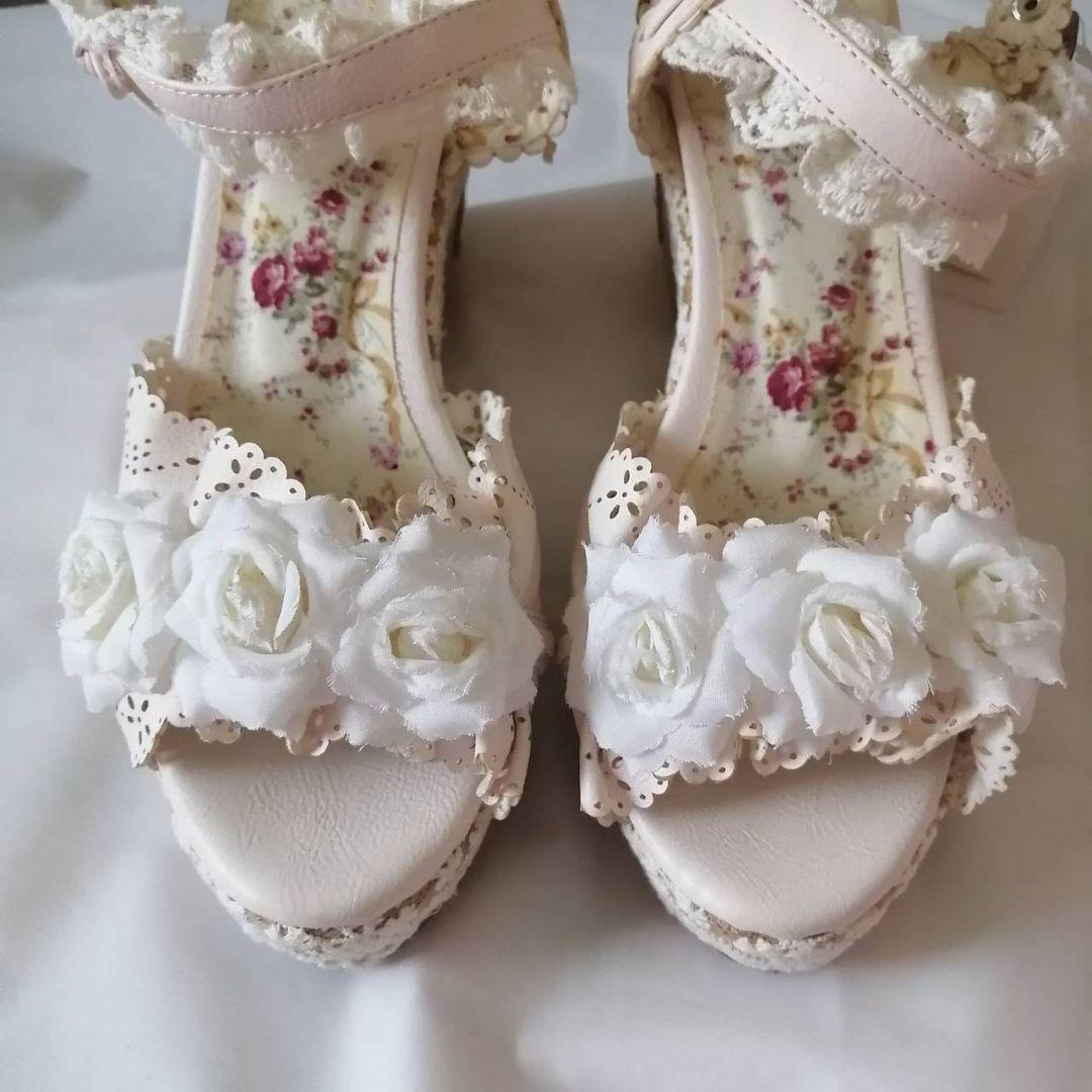 00s 希少 LIZLISA 厚底レースフリルリボンサンダル 姫カジ 00s 希少 LIZLISA 厚底レースフリルリボンサンダル 姫カジ