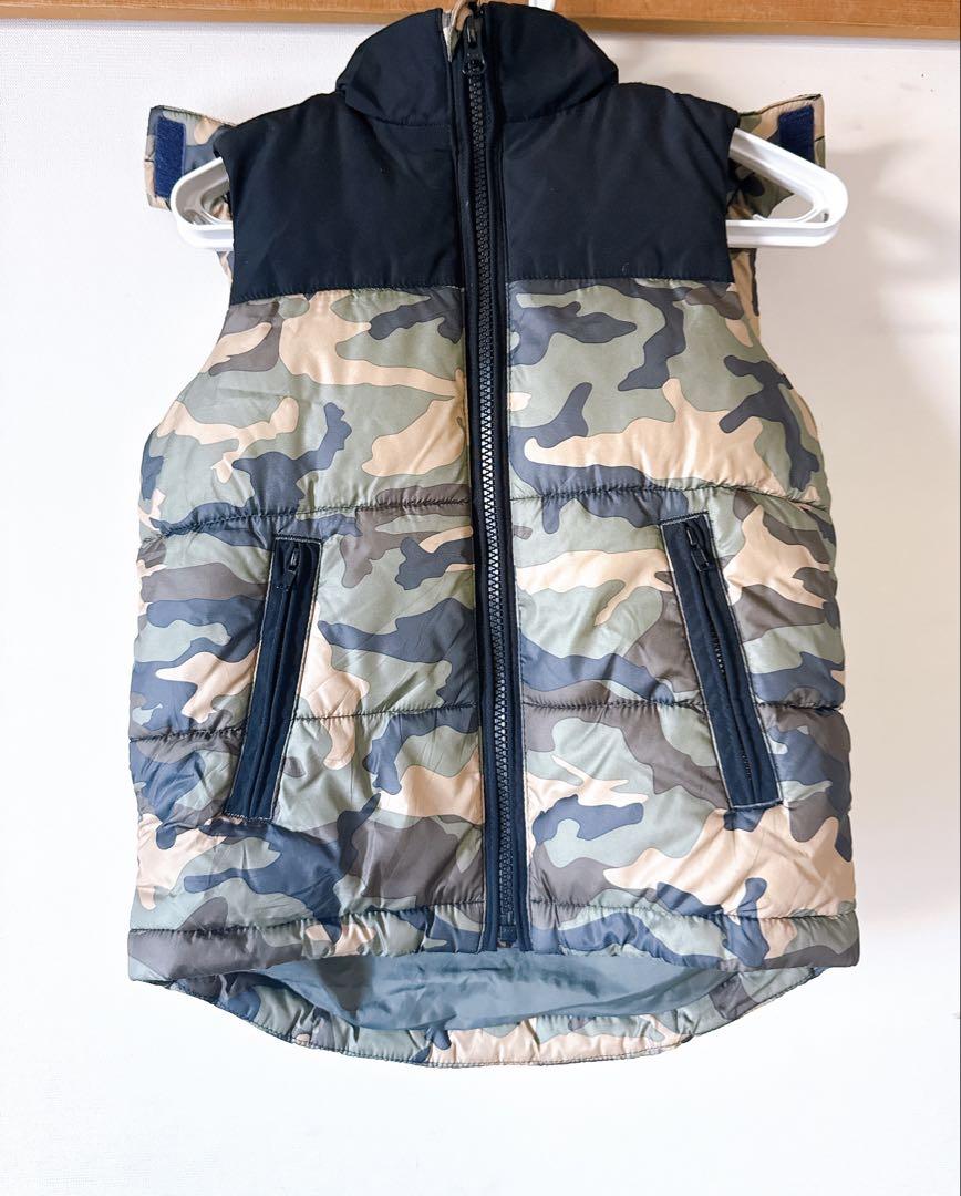 GapKids 迷彩 ダウンベスト 130〜140cm フード取り外し可 - メルカリ