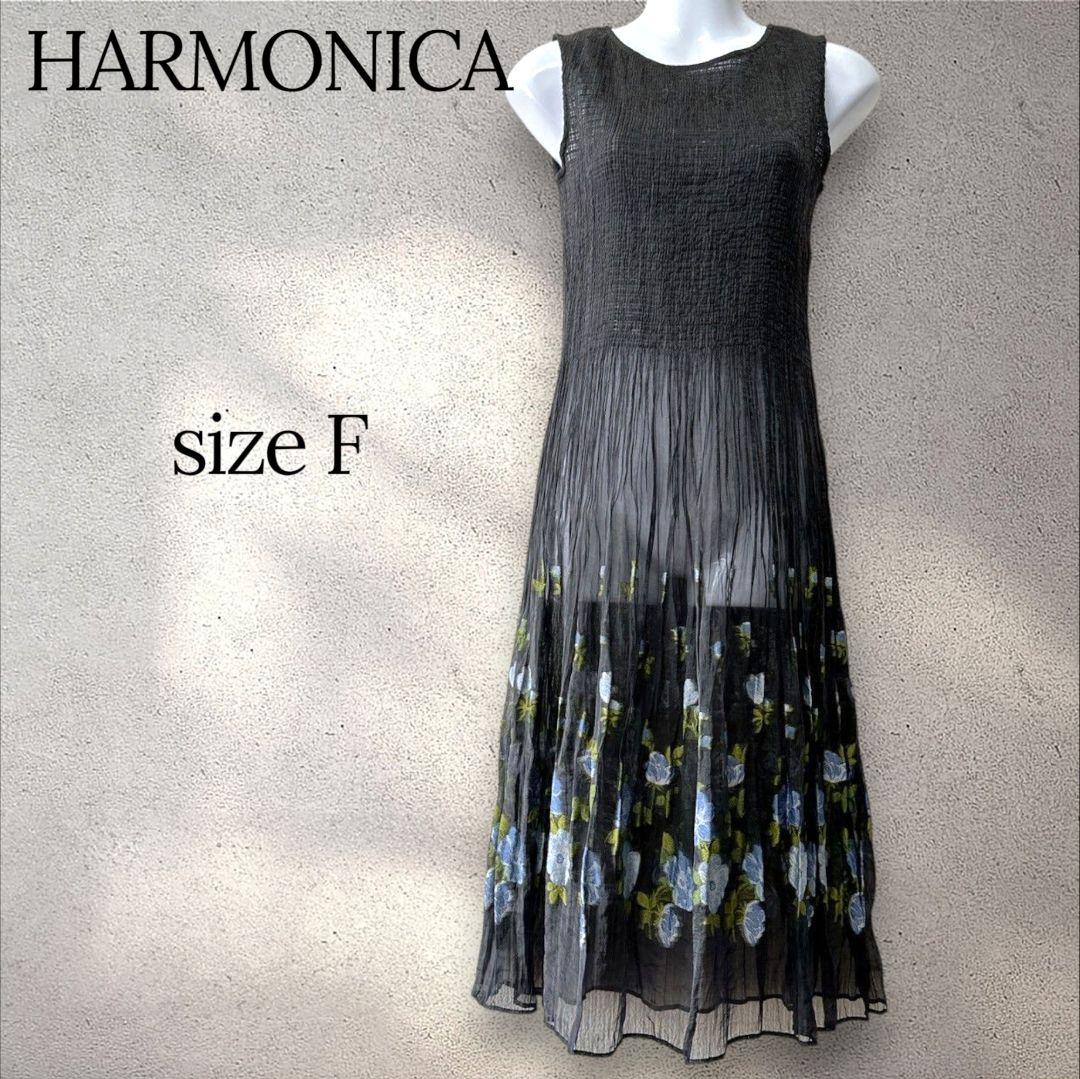 入荷now 安全 日本製 美品】HARMONICA 花柄刺繍ワンピース メルカリ - F 黒 ワンピース