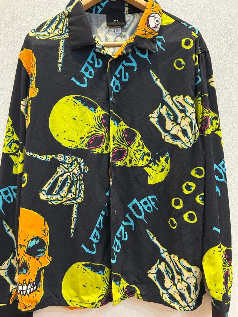 LAZY OAF スカル総柄シャツ 長袖シャツ レイジーオーフ　Sサイズ大きめ