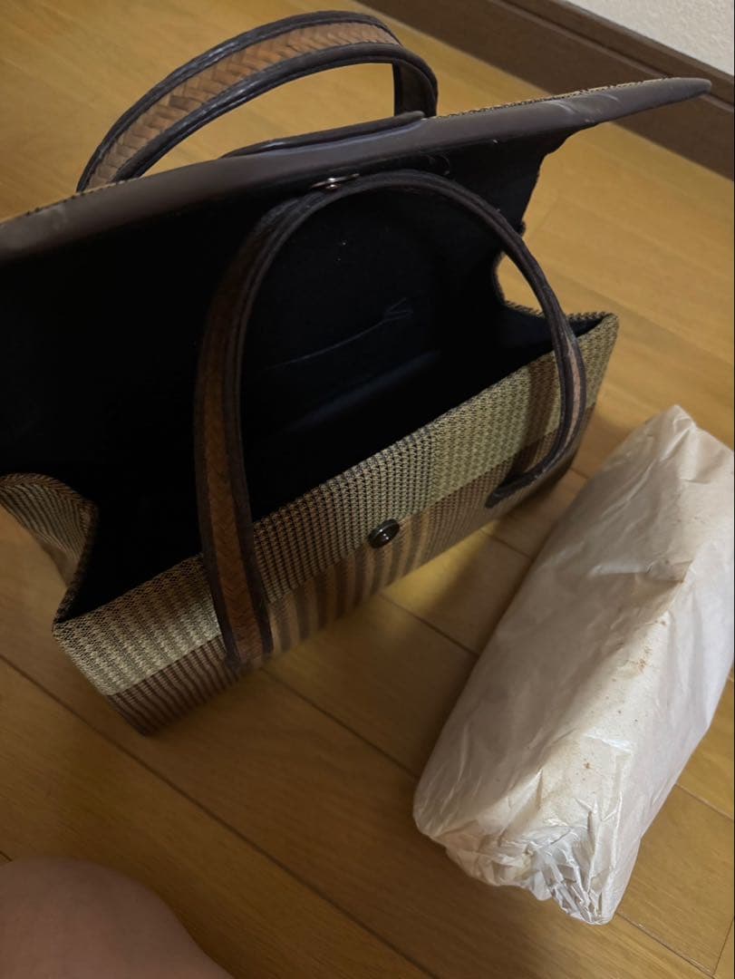 ブラウン系 チェック柄 ハンドバッグ