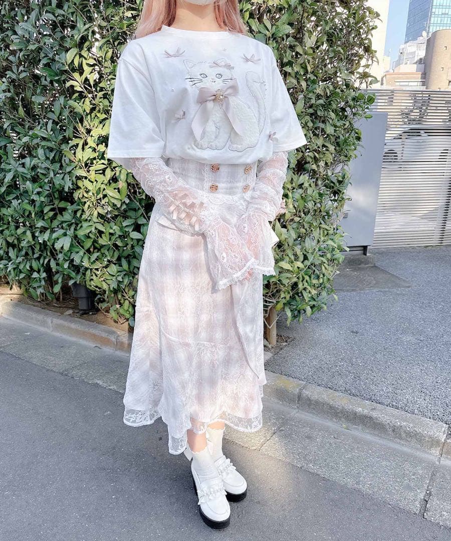 ROJITA フレアデザインロングスカート ピンク ROJITA フレアデザインロングスカート ピンク