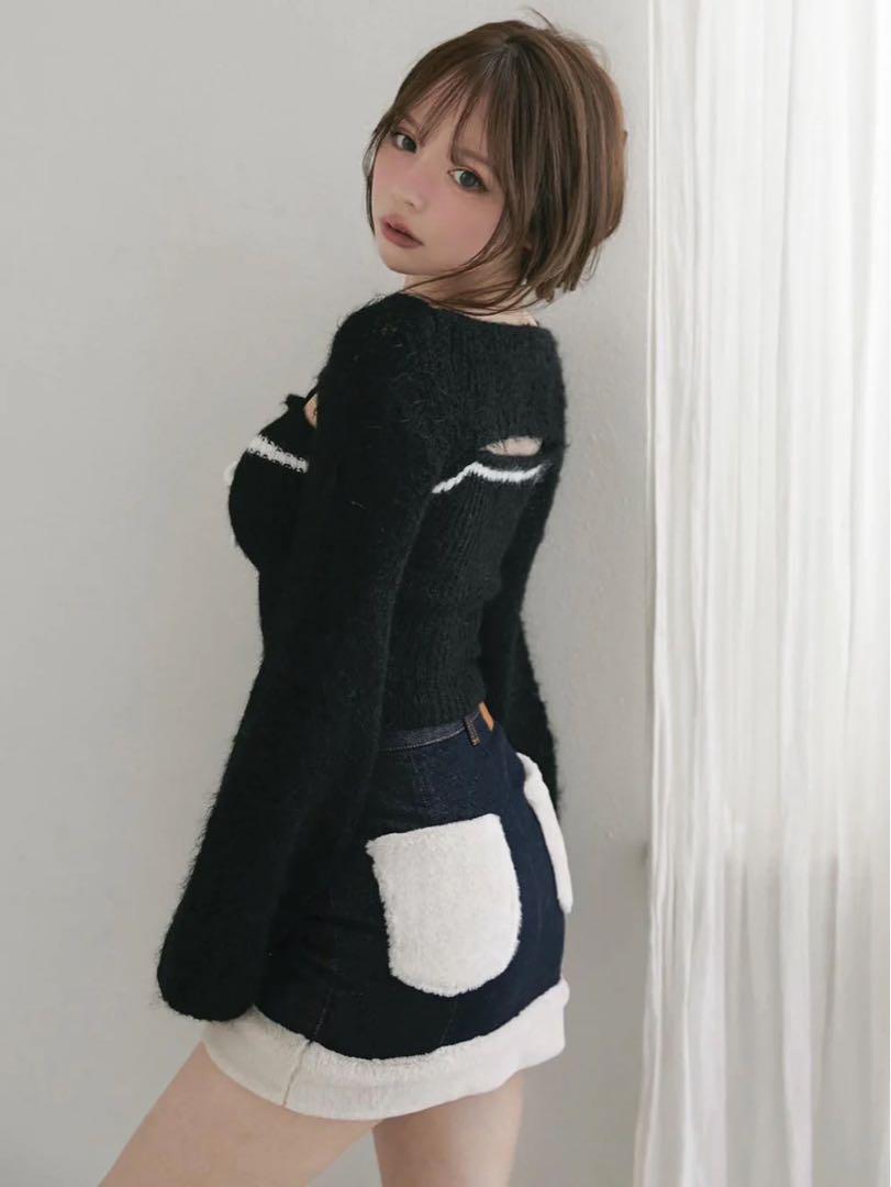 スカート andmary Fur pocket denim skirt S