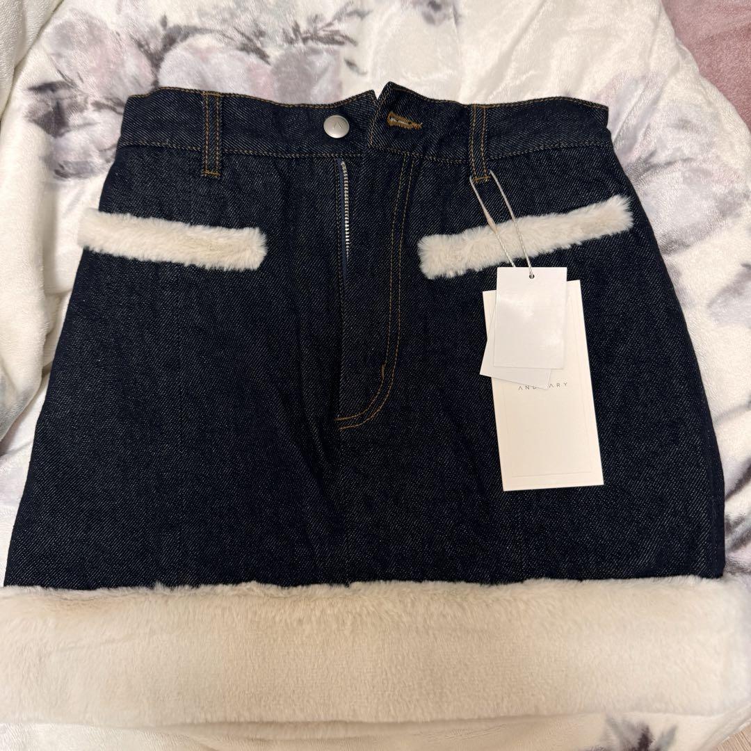スカート andmary Fur pocket denim skirt S