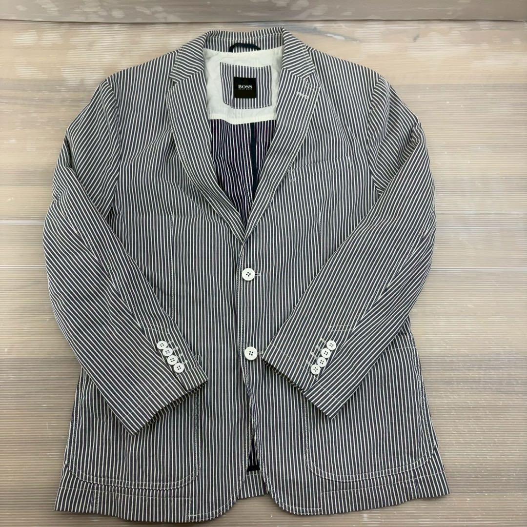 ストライプブレザー アイボリー/ネイビー HUGO BOSS ストライプ ブレザー ネイビー ホワイト レッド