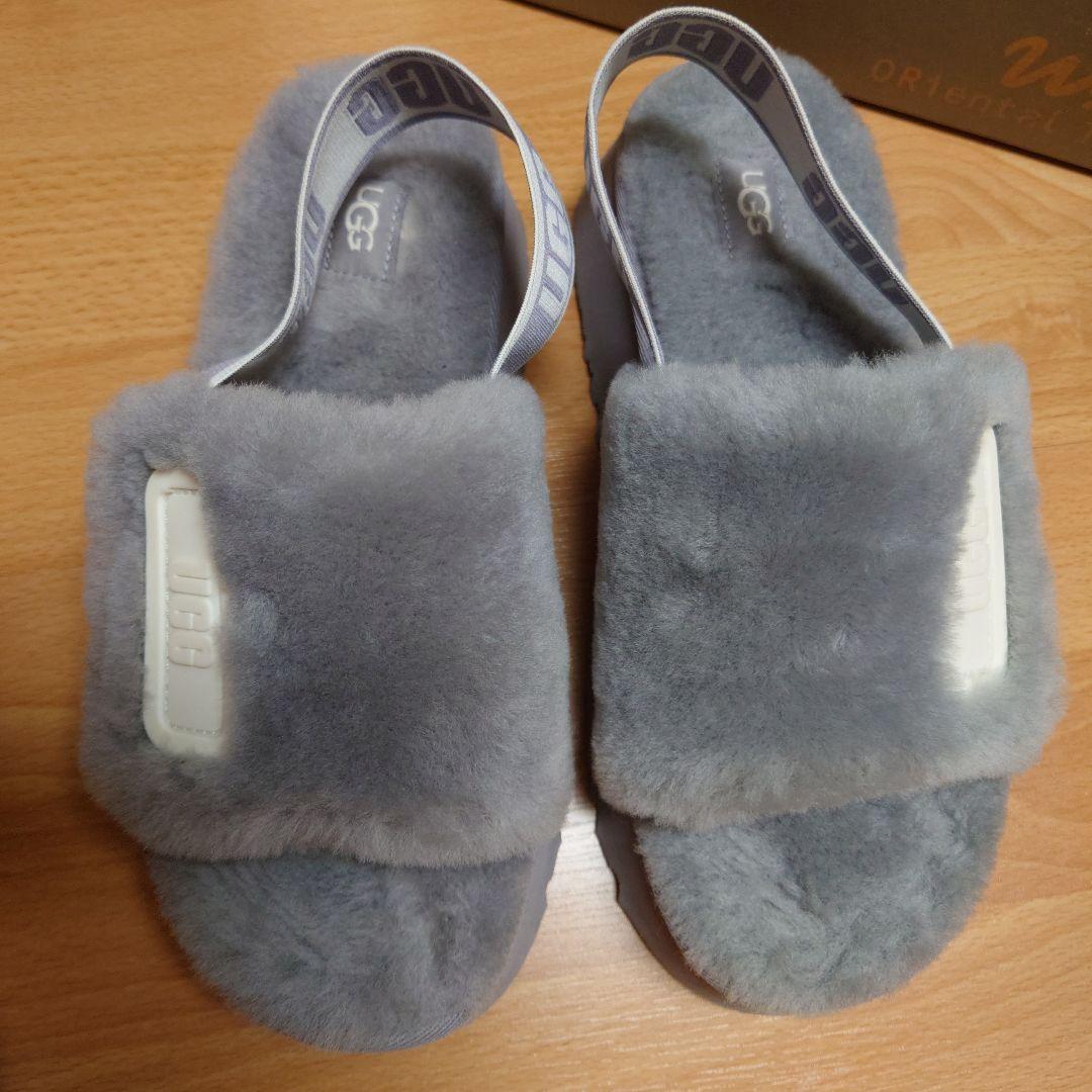 ugg アグ　ファー　サンダル　ディスコスライド　グレー