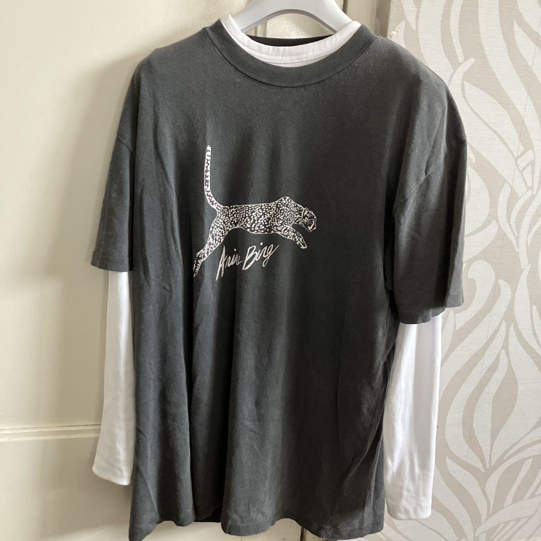 Aire Big チータープリント 半袖Tシャツ グレー
