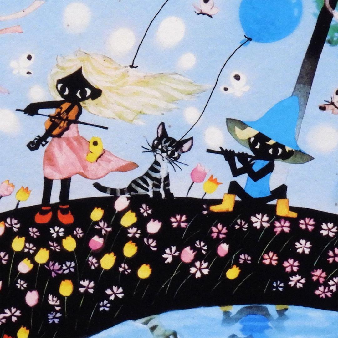 藤城清治 春のデュエット 四季のメルヘン 風景画 猫 小人 版画 絵画 真作保証 藤城清治 春のデュエット 四季のメルヘン 風景画 猫 小人 版画