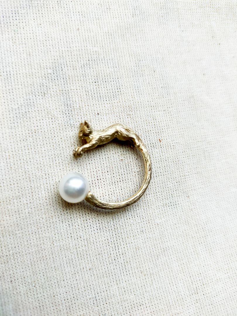 simmon cat&pearl ring 猫 にゃんこ 肉球