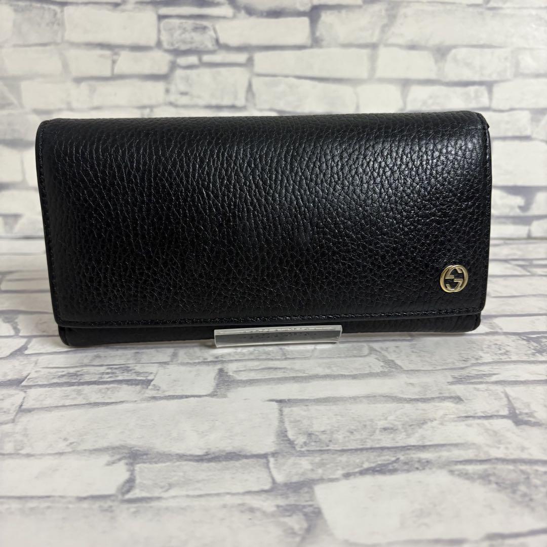 GUCCI グッチ インターロッキング 長財布 黒 箱