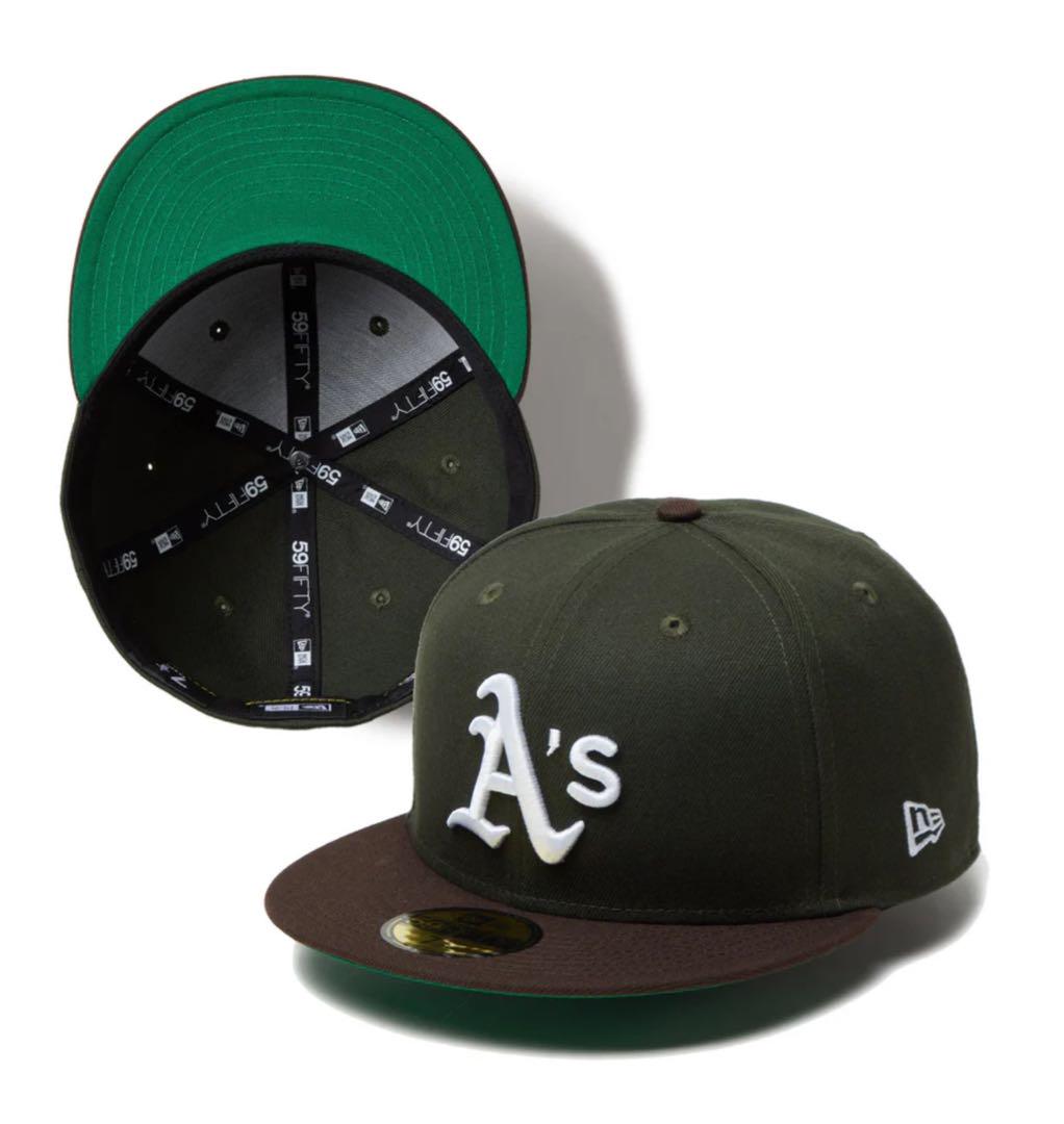 『新品未使用品』New Era A's オリーブグリーンキャップ　7 3/8