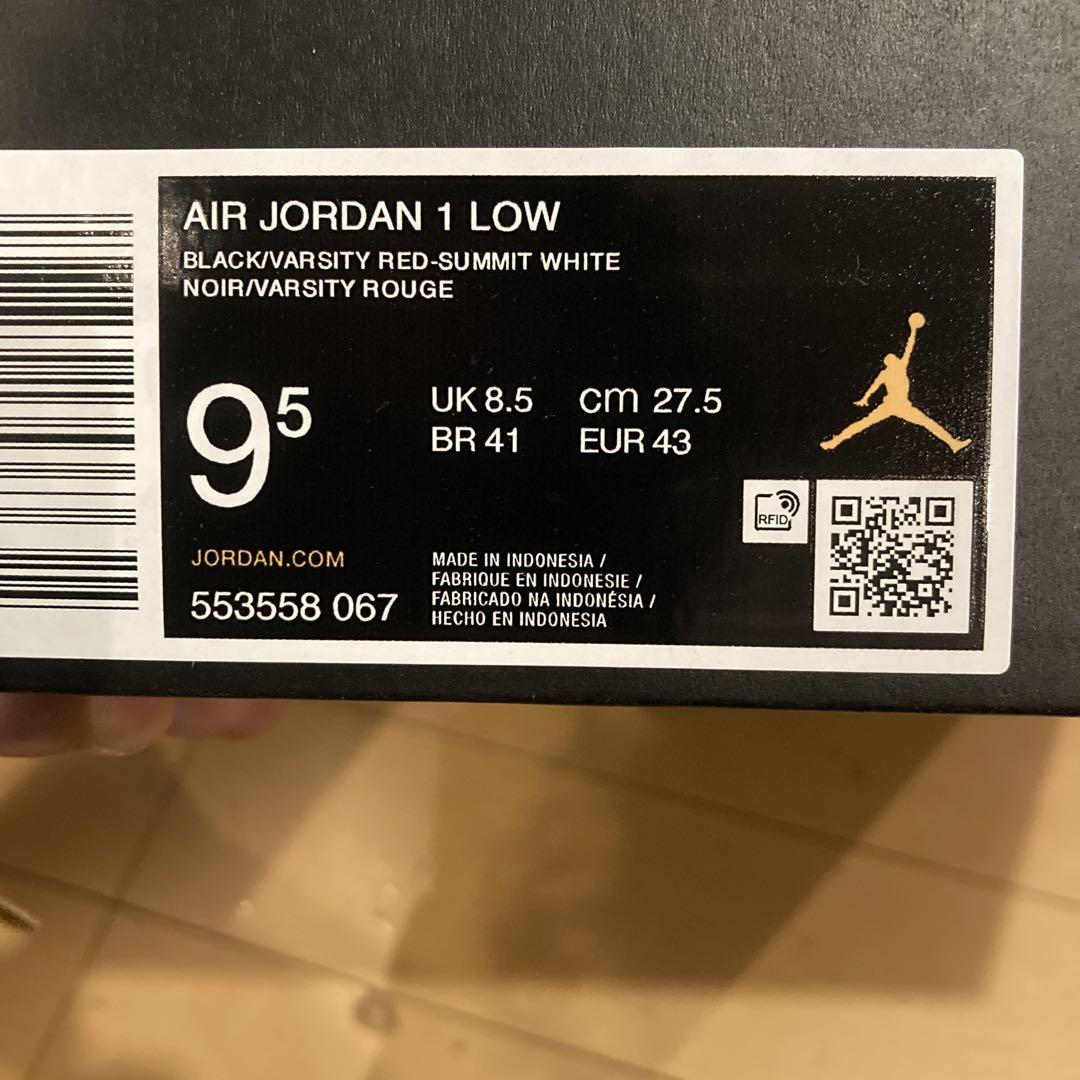 Air Jordan 1 Low レッド/ブラック 9.5 27.5cm新品