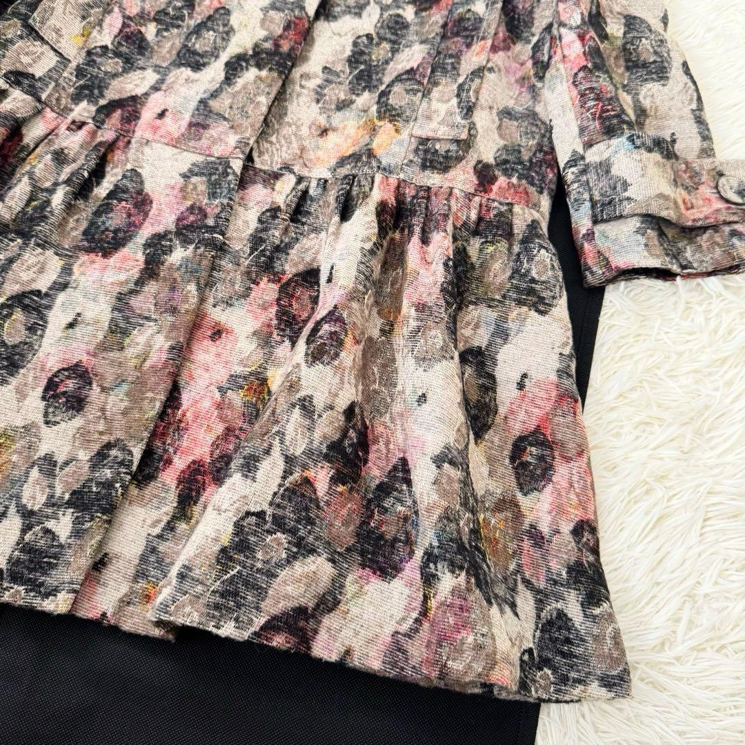 グレースコンチネンタル フラワージャガードコート 38 ロング ノーカラー グレースコンチネンタル フラワージャガードコート 38 ロング ノーカラー