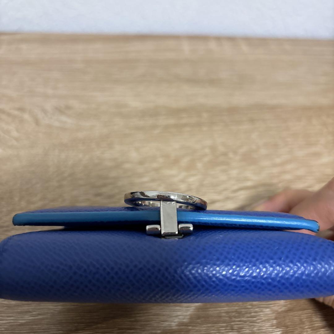 ブルガリ クリップ 三つ折り財布 ロイヤルブルー レザー バイ