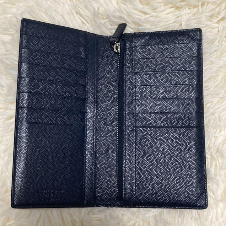 品質保証新作 美品 折り長財布 レザー ネイビー NmdGL-m13522799533 サンローランパリ メンズ 再入荷得価