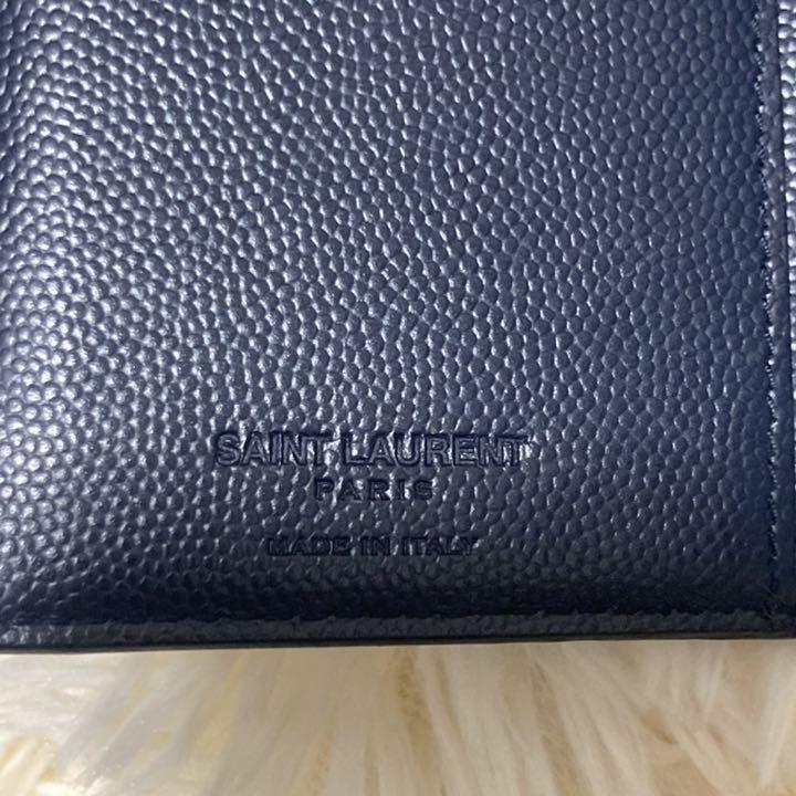 品質保証新作 美品 折り長財布 レザー ネイビー NmdGL-m13522799533 サンローランパリ メンズ 再入荷得価