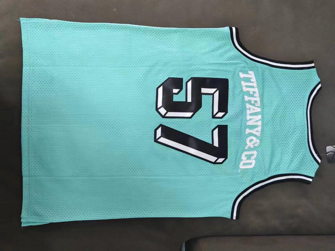 【新発売】 NBAティファニーブルー57番刺繡レトロなユニフォームオンライン ウェア