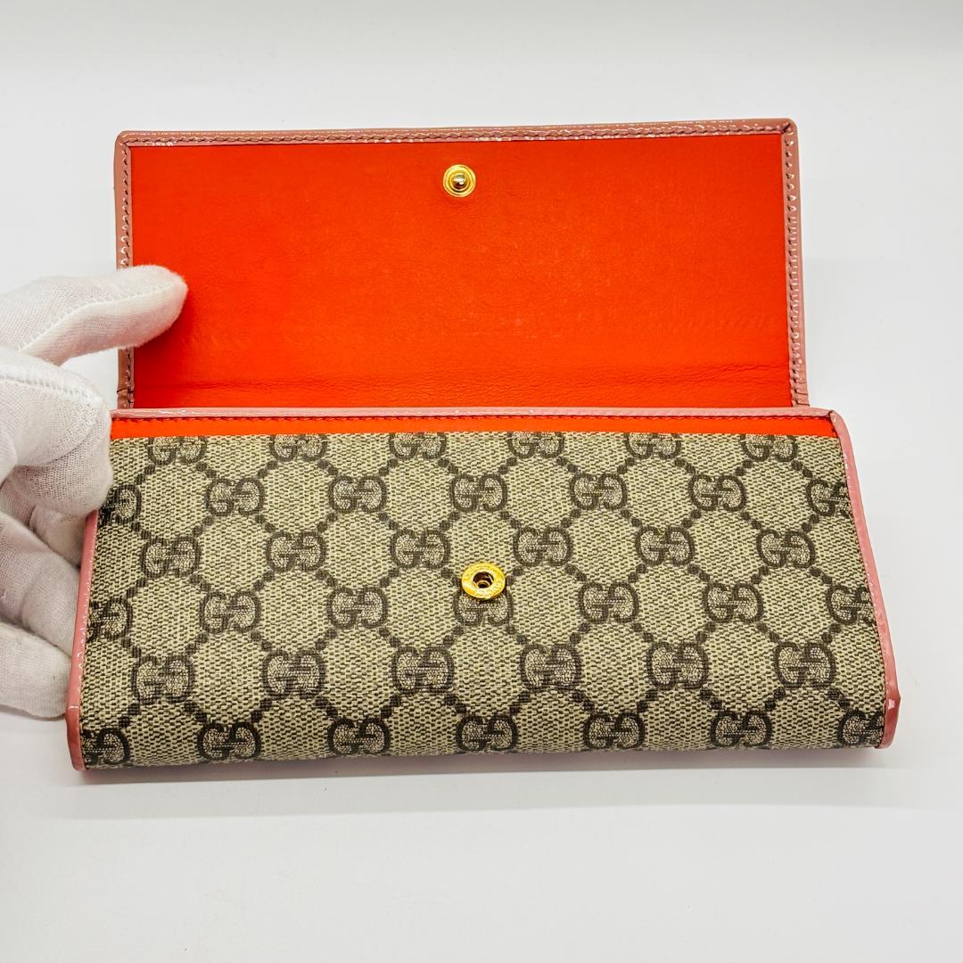 GUCCI 長財布 GGスプリーム リボン インターロッキング ピンク