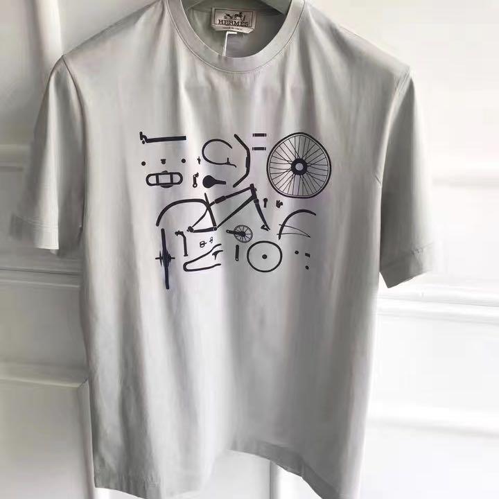 2022定番 エルメス 自転車デザイン sサイズ 未使用新品 hMgd2-m13541117301 紳士Tシャツ グレー 新品NEW