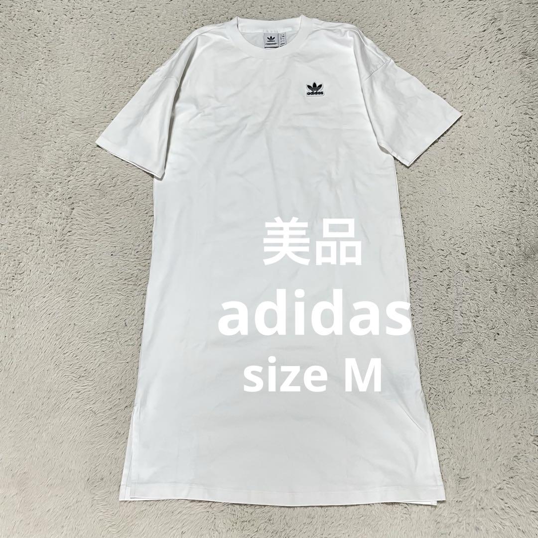アディダス　美品　ロゴ　トレホイル　ワッペン　半袖　ロング　ワンピース　M
