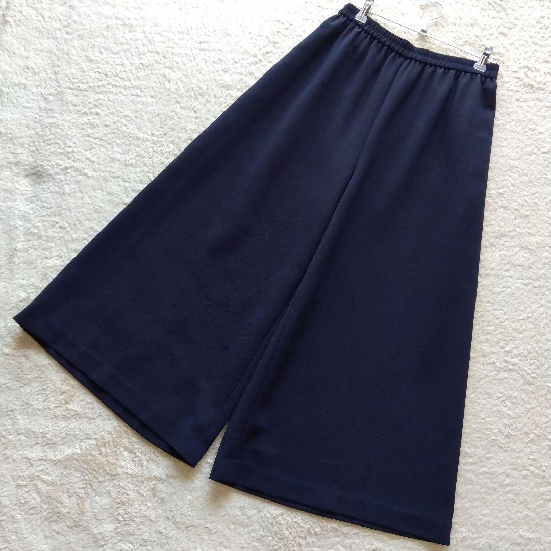詩仙堂 トモコレクション ガウチョパンツ ワイドパンツ ネイビー 濃紺 ちりめん