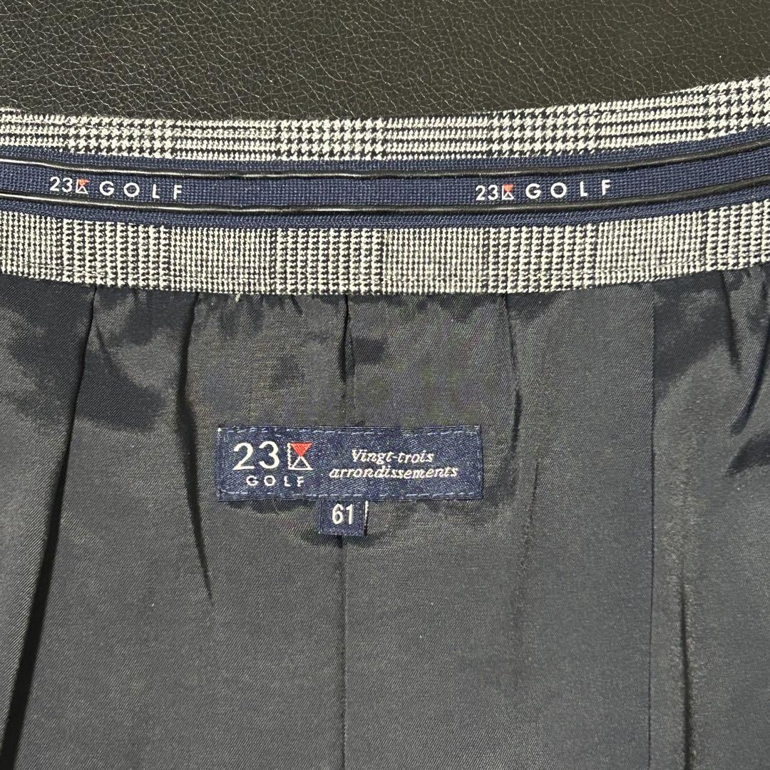 23区GOLF チェック柄 プリーツスカート グレー系 サイズ61