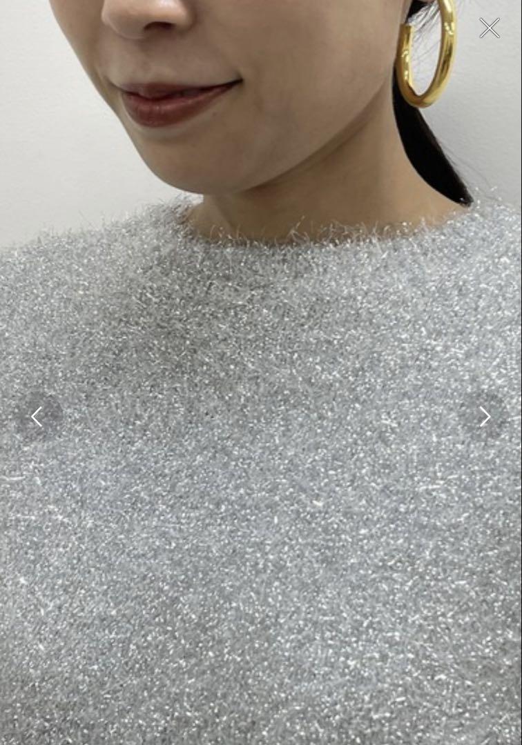 格安saleスタート ボ lounge dressシルバーラメ 長袖ニット トップス