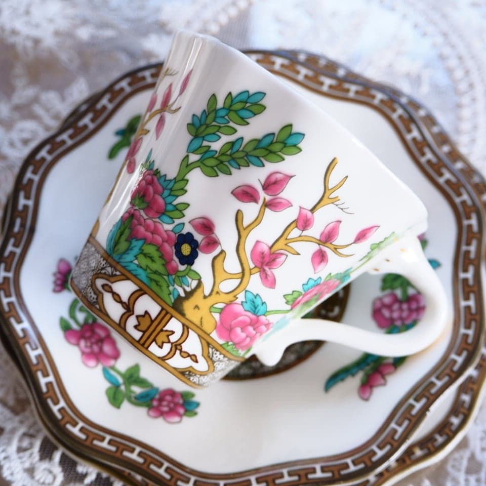 コールポート　インディアンツリーフリル　カップ＆ソーサー　アンティーク　F8