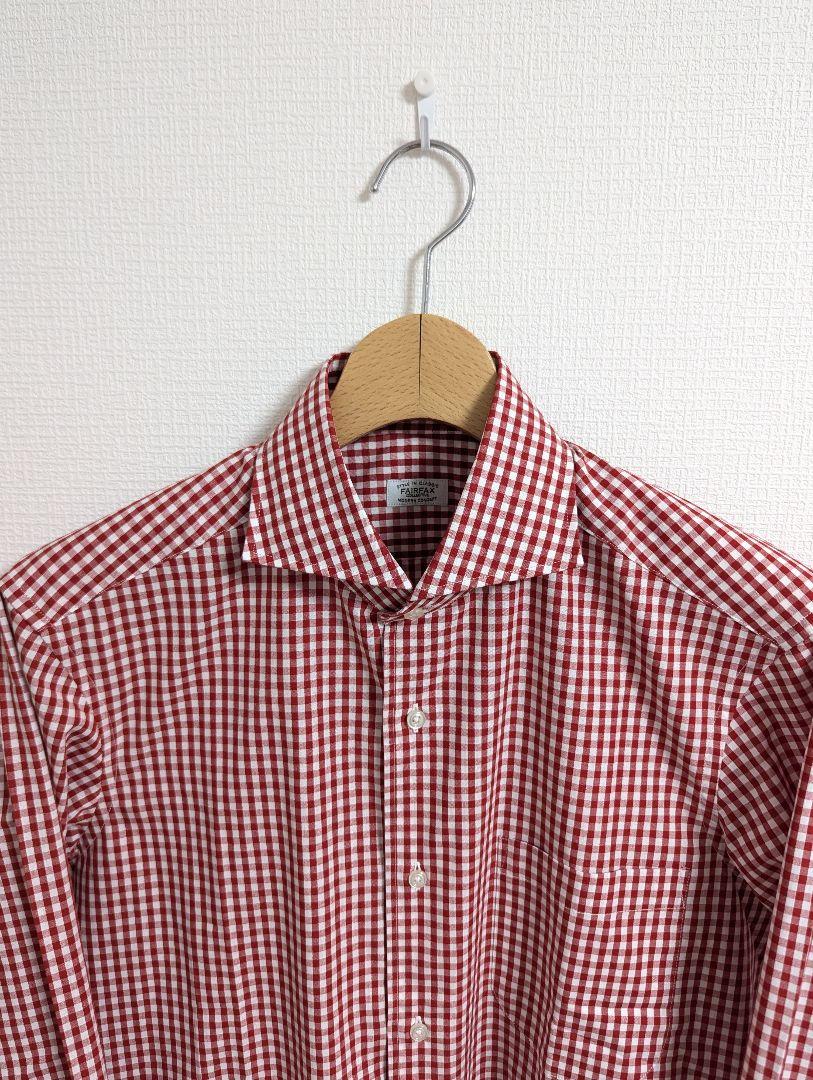 未使用品　FAIRFAX　シャツ　ドレスシャツ　40　レッド　ギンガムチェック