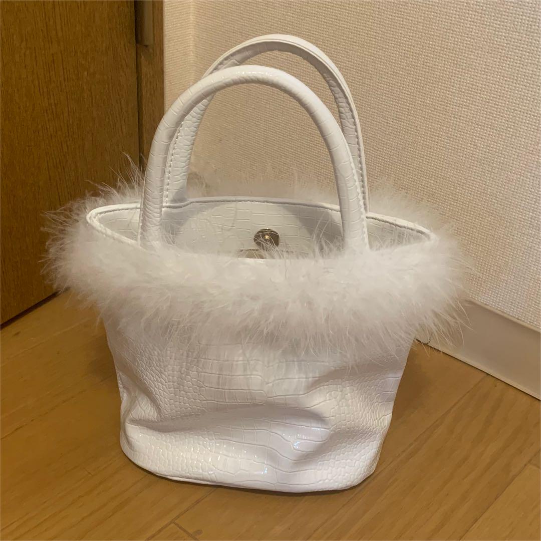GRL クロコダイル柄ファーレザーバッグ オフホワイト 白 新品