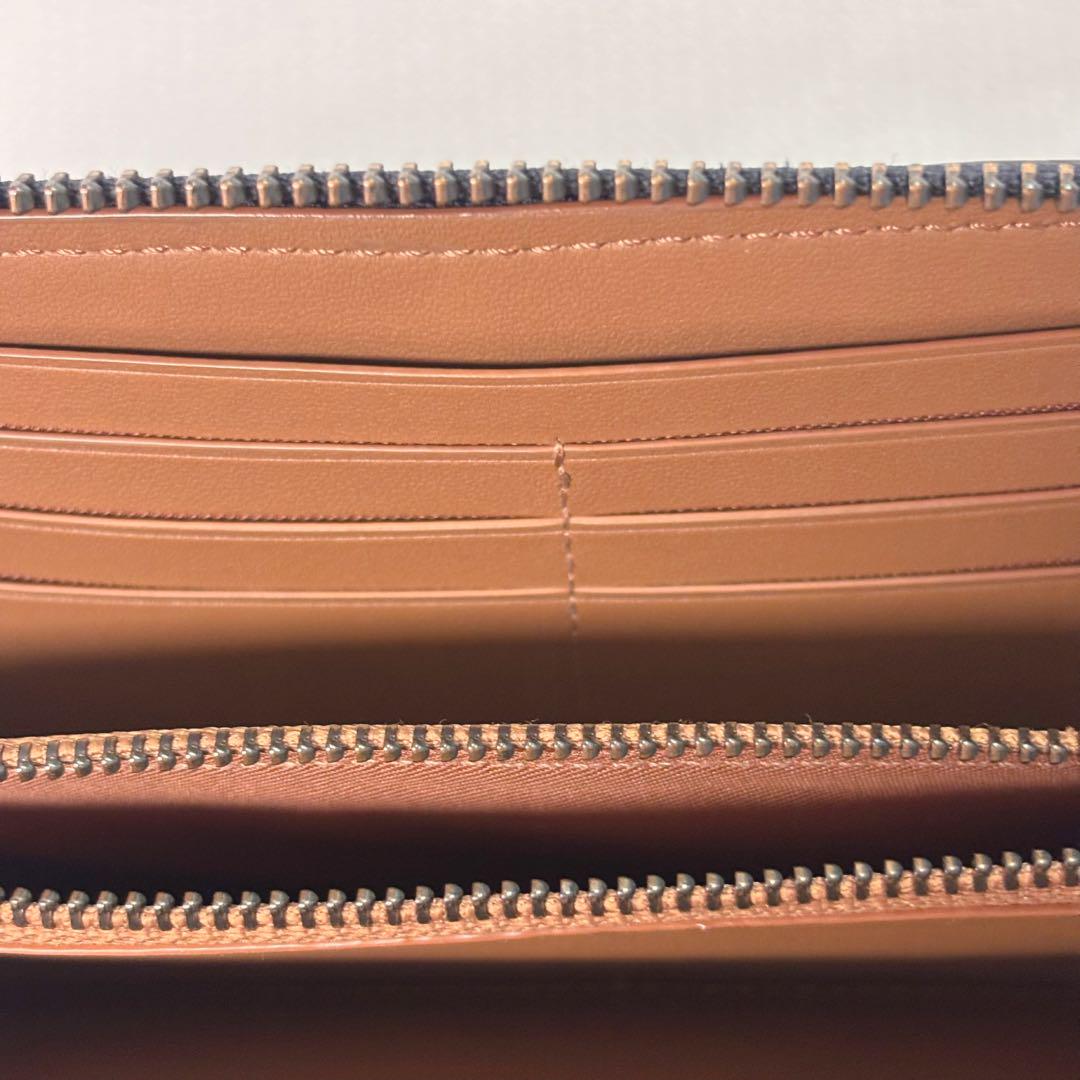 美品 COACH ストライプ 長財布 コーチ シグネチャー アウトレット品