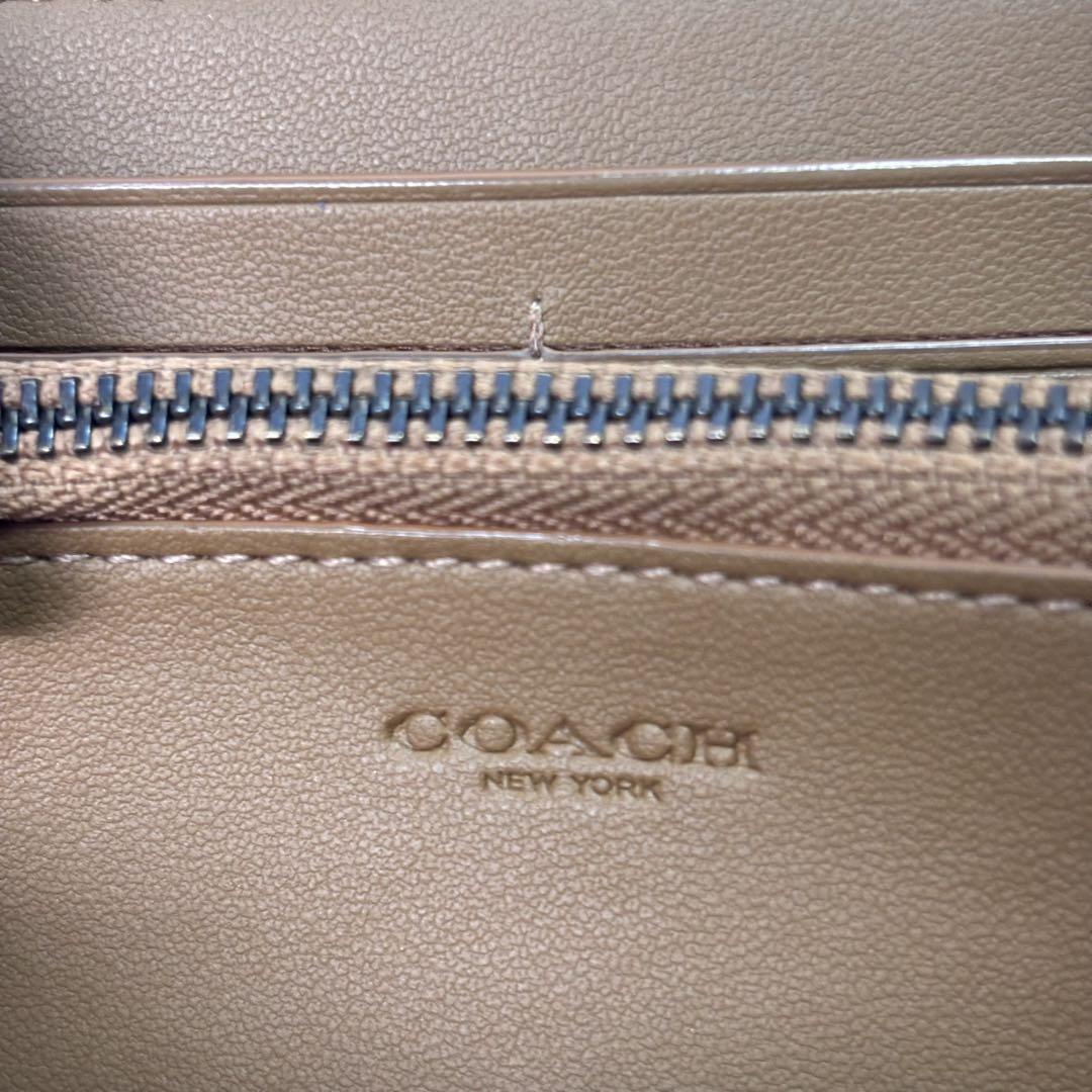 美品 COACH ストライプ 長財布 コーチ シグネチャー アウトレット品