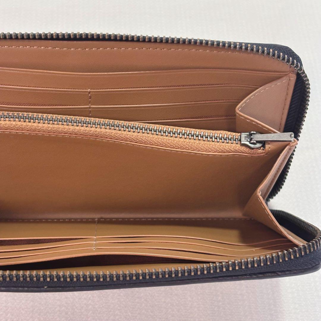 美品 COACH ストライプ 長財布 コーチ シグネチャー アウトレット品