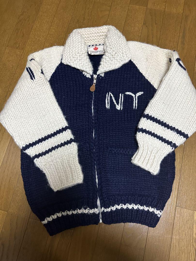CANADIANA NYセーター ネイビー×ホワイト