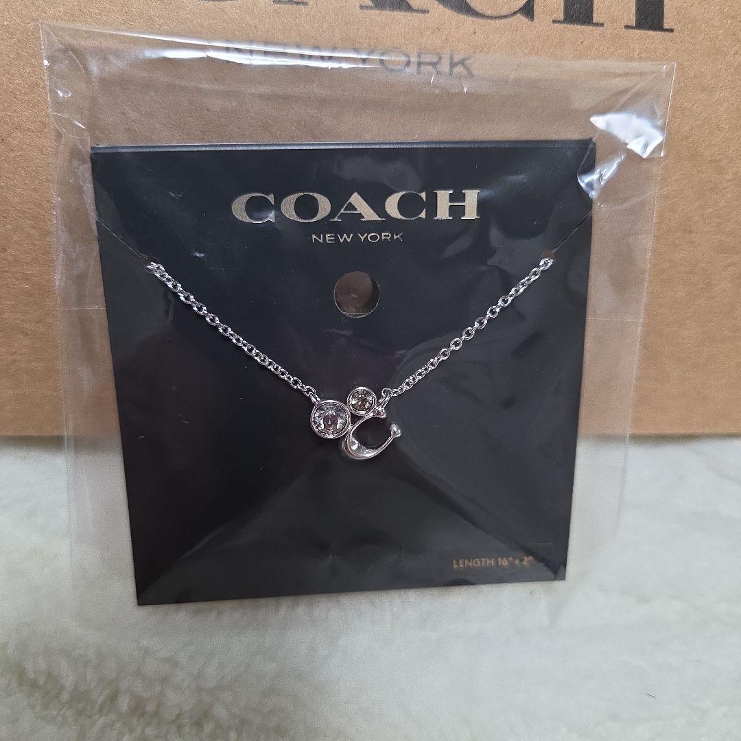 COACH コーチ　シルバー　ロゴ　ネックレス　シグネチャークリスタル