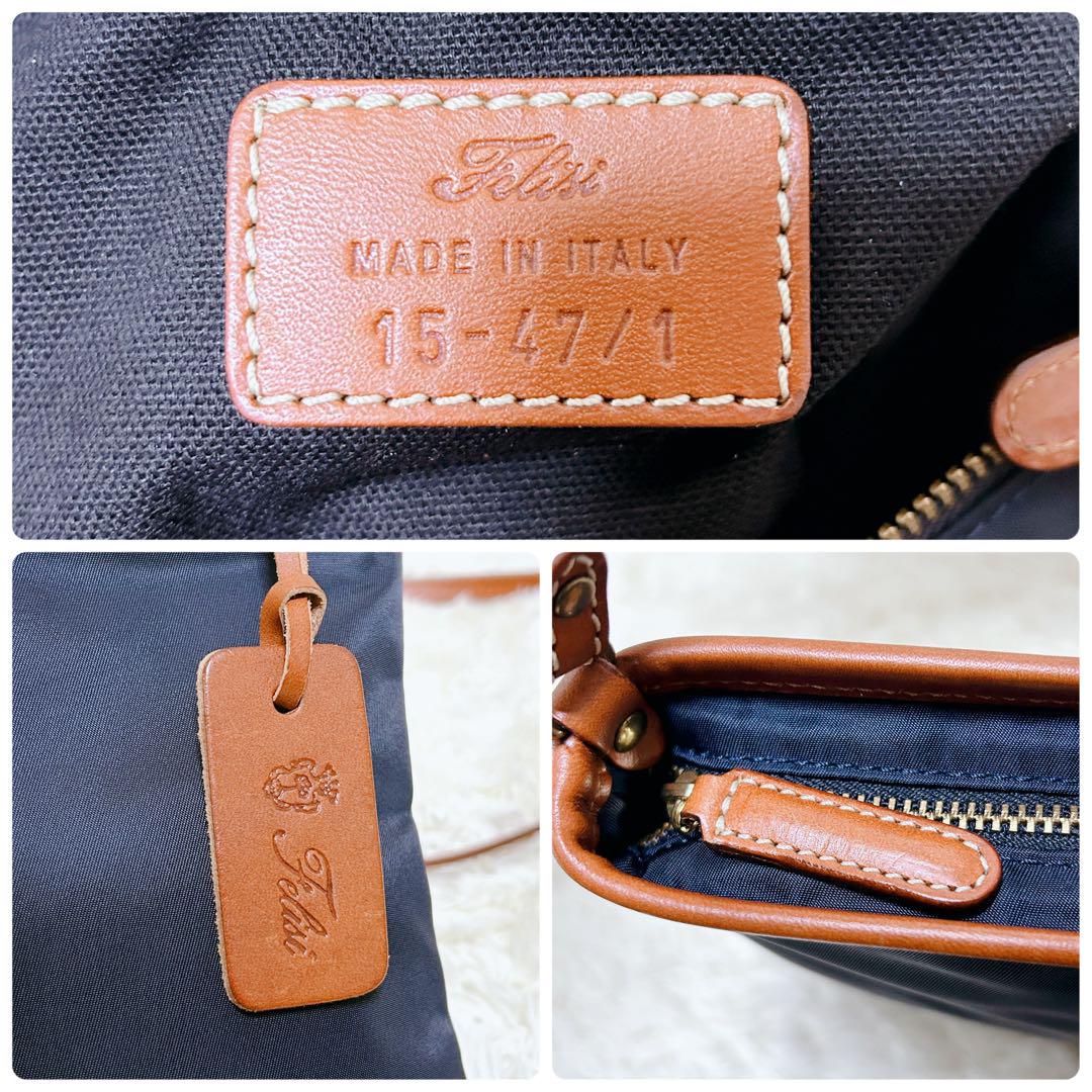 極美品✨ フェリージ ショルダーバッグ ナイロン ネイビー サコッシュ