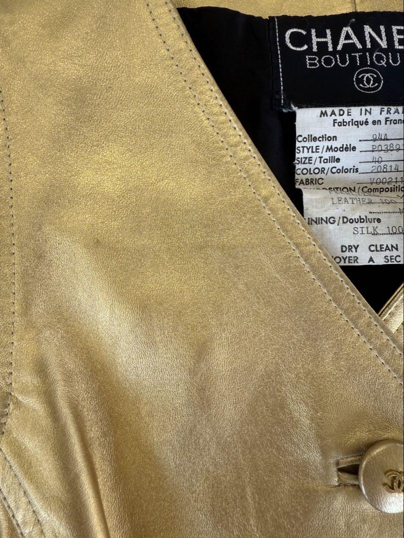 G CHANEL BOUTIQUE ワンピース レザー ゴールド 40