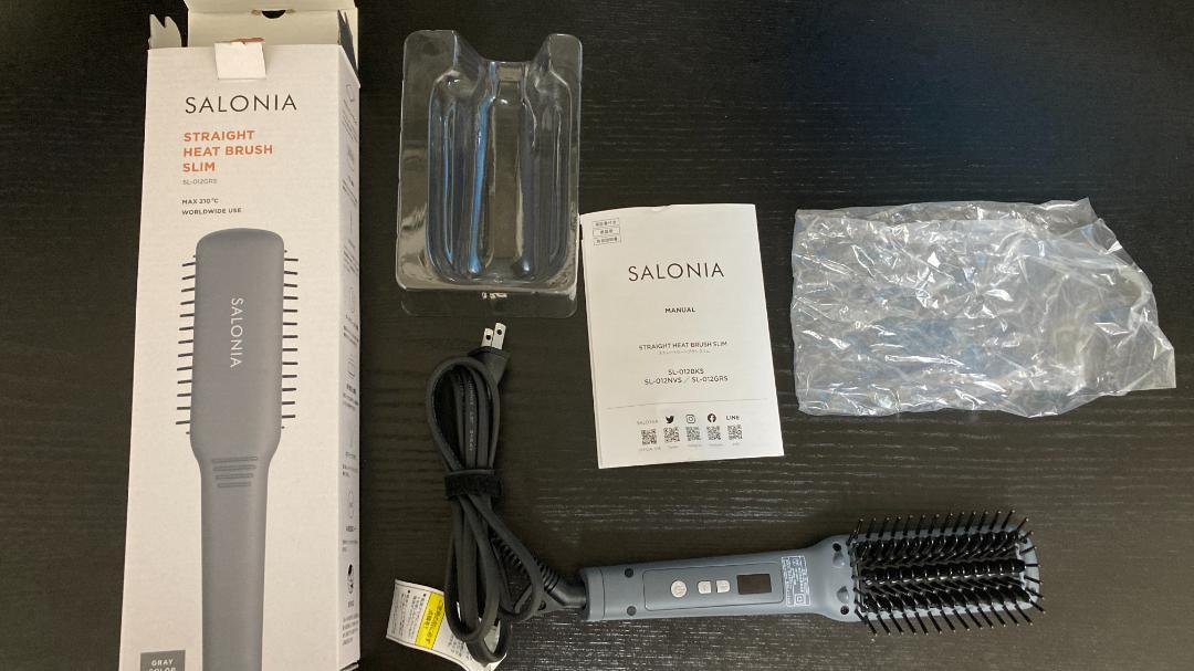 SALONIA サロニア ストレートヒートブラシ スリム グレー